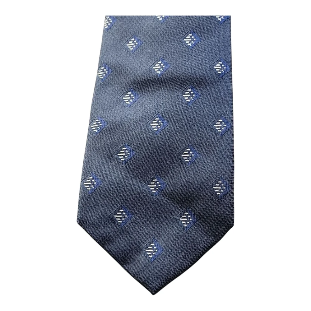 Vintage Polo Ralph Lauren Navy Geometric Silk Tie Made in USA Hand Sewn